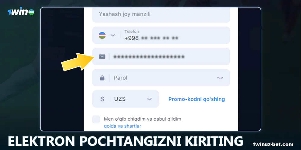8. Promo-kod mavjud bo'lsa, uni faollashtiring.