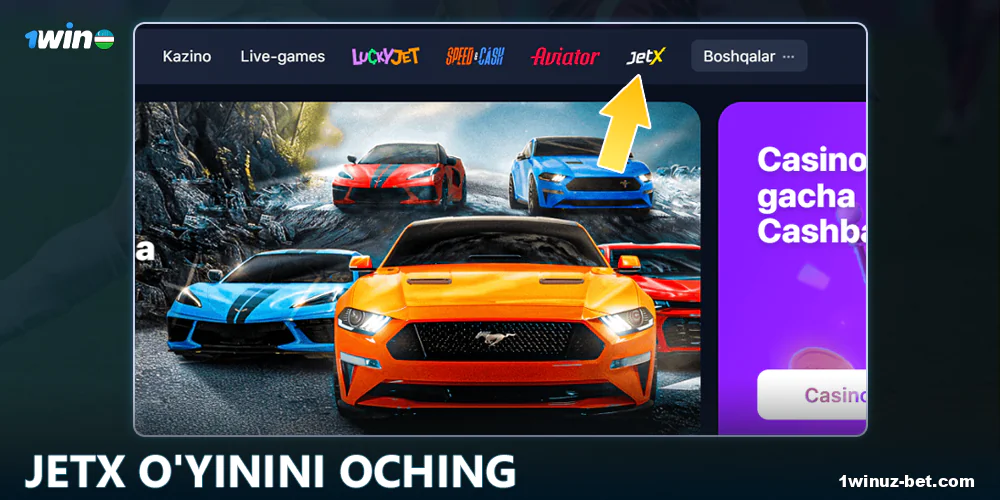 1Win O'zbekistonda JetX o'yinini oching.